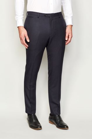 Navy Check Skinny Fit Suit Trousers